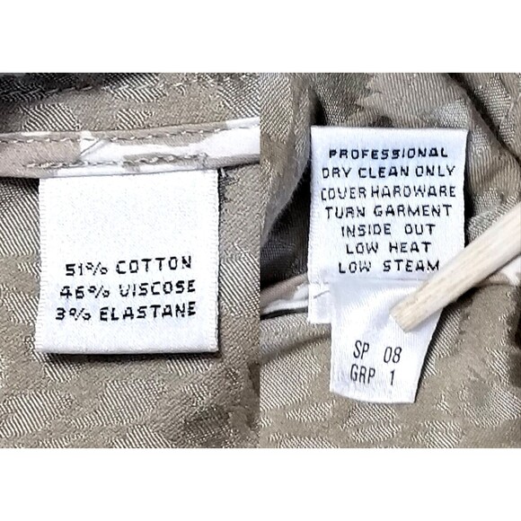 ST JOHN SPORT Single Breasted Blazer Jacket Tan Jacquard Petite Small Two Button - Picture 6 of 6